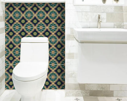 4" X 4" Agean Blue and Green Peel and Stick Tiles