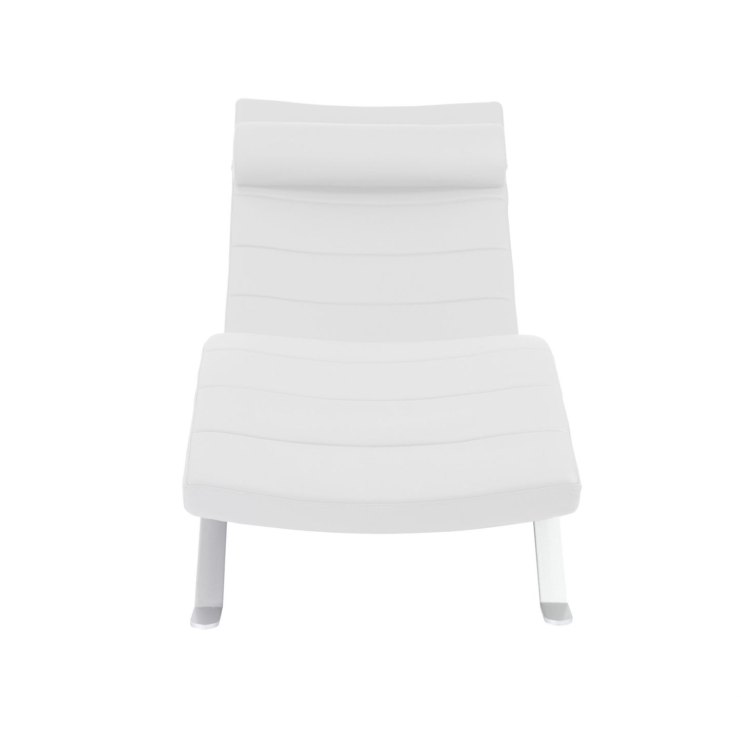 White Faux Leather and Chrome Wavy Chaise Lounge Chair