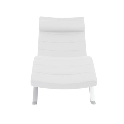 White Faux Leather and Chrome Wavy Chaise Lounge Chair