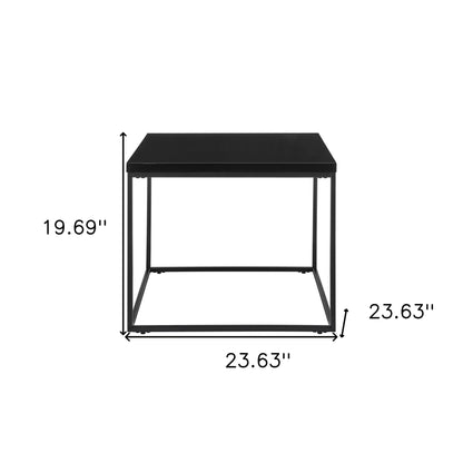 Modern Black Gloss and Matte Black Cube Side Table