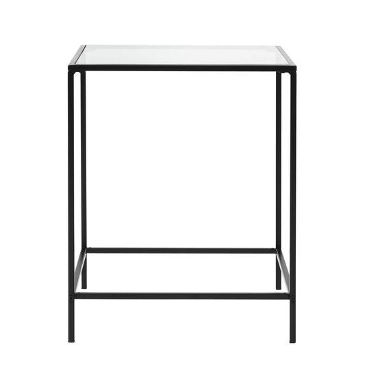 Minimalist Clear Glass and Black Side Table