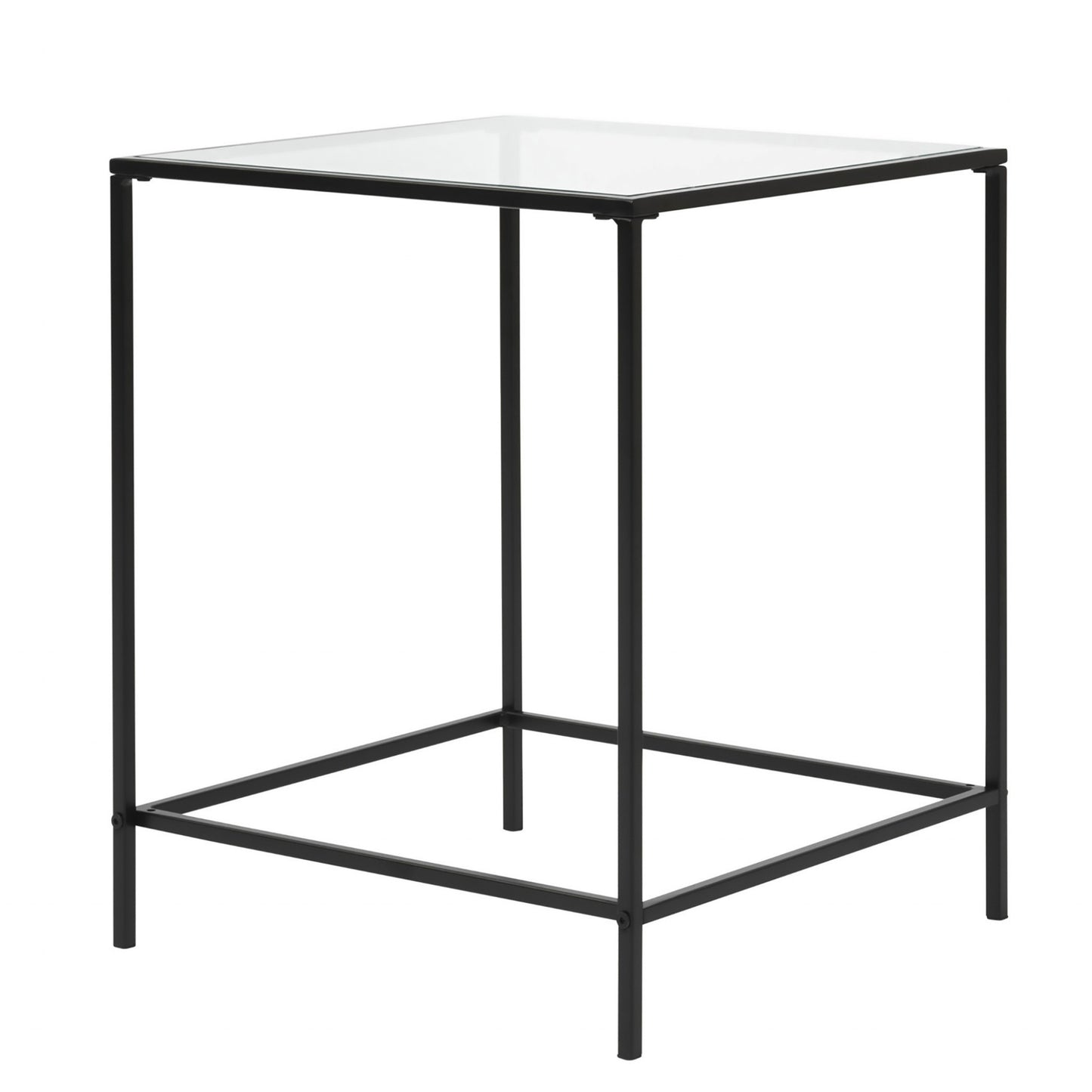 Minimalist Clear Glass and Black Side Table