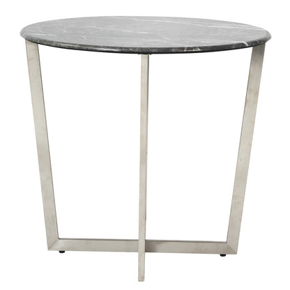 Mod Geo Chrome and Black Round Faux Marble Side Table