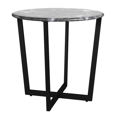 Mod Geo Black and Black Round Faux Marble Side Table