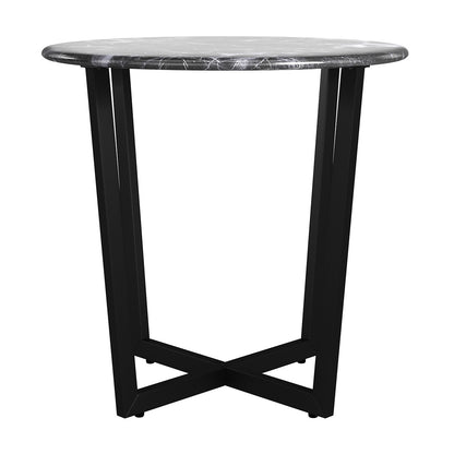 Mod Geo Black and Black Round Faux Marble Side Table