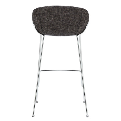 Set Of Two 39" Black And Silver Steel Low Back Bar Height Chairs With Footrest