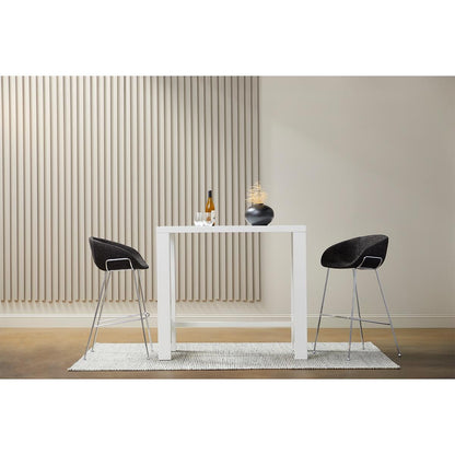 Set Of Two 39" Black And Silver Steel Low Back Bar Height Chairs With Footrest