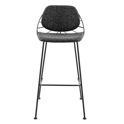 Set Of Two 40" Black Steel Low Back Bar Height Chairs With Footrest