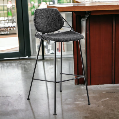 Set Of Two 40" Black Steel Low Back Bar Height Chairs With Footrest