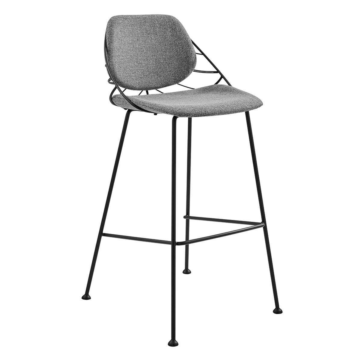 Set Of Two 40" Light Gray And Black Steel Low Back Bar Height Chairs With Footrest