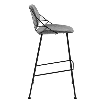 Set Of Two 40" Light Gray And Black Steel Low Back Bar Height Chairs With Footrest