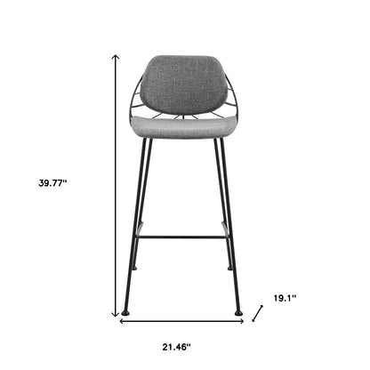 Set Of Two 40" Light Gray And Black Steel Low Back Bar Height Chairs With Footrest