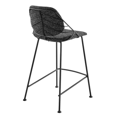 Set Of Two 36" Black Steel Low Back Counter Height Bar Chairs With Footrest