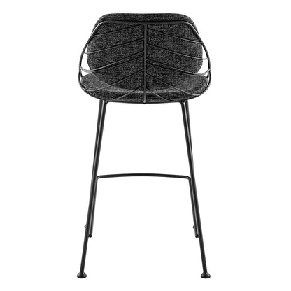 Set Of Two 36" Black Steel Low Back Counter Height Bar Chairs With Footrest