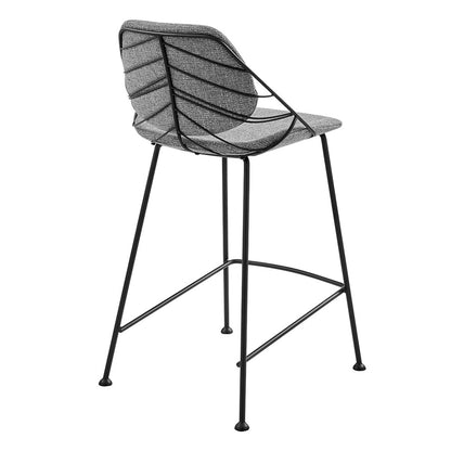 Set Of Two 36" Light Gray And Black Steel Low Back Counter Height Bar Chairs With Footrest
