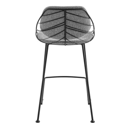 Set Of Two 36" Light Gray And Black Steel Low Back Counter Height Bar Chairs With Footrest