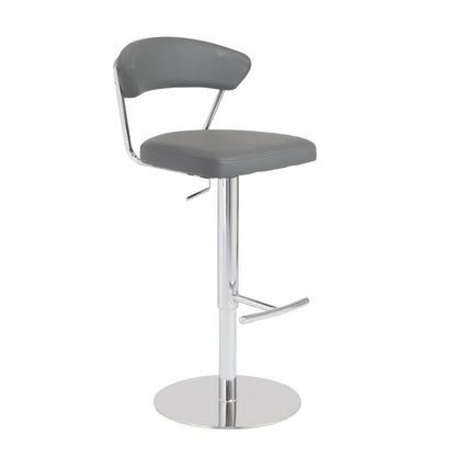 42" Gray And Silver Steel Swivel Low Back Bar Height Chair With Footrest