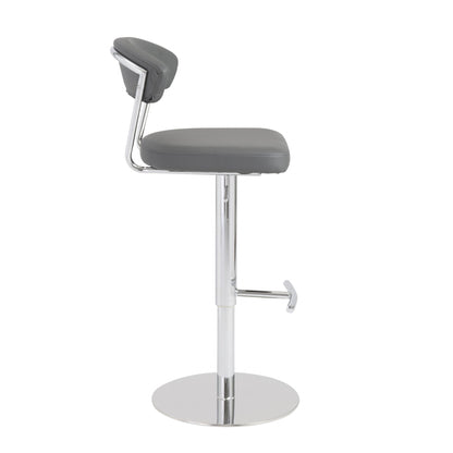 42" Gray And Silver Steel Swivel Low Back Bar Height Chair With Footrest