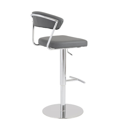 42" Gray And Silver Steel Swivel Low Back Bar Height Chair With Footrest
