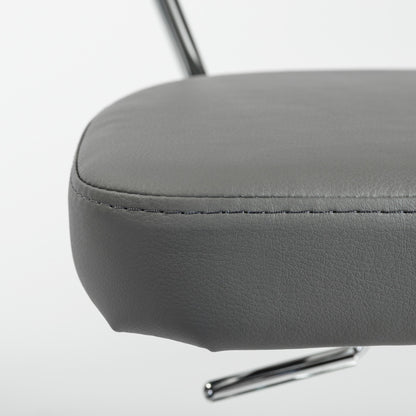 42" Gray And Silver Steel Swivel Low Back Bar Height Chair With Footrest
