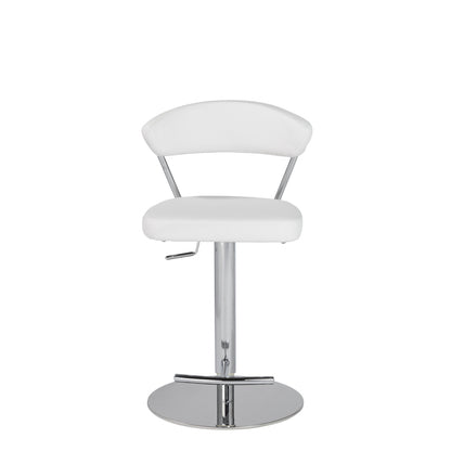 42" White And Silver Steel Swivel Low Back Bar Height Chair With Footrest