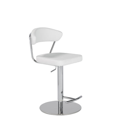 42" White And Silver Steel Swivel Low Back Bar Height Chair With Footrest