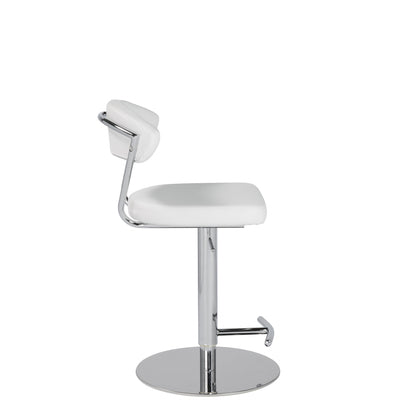 42" White And Silver Steel Swivel Low Back Bar Height Chair With Footrest