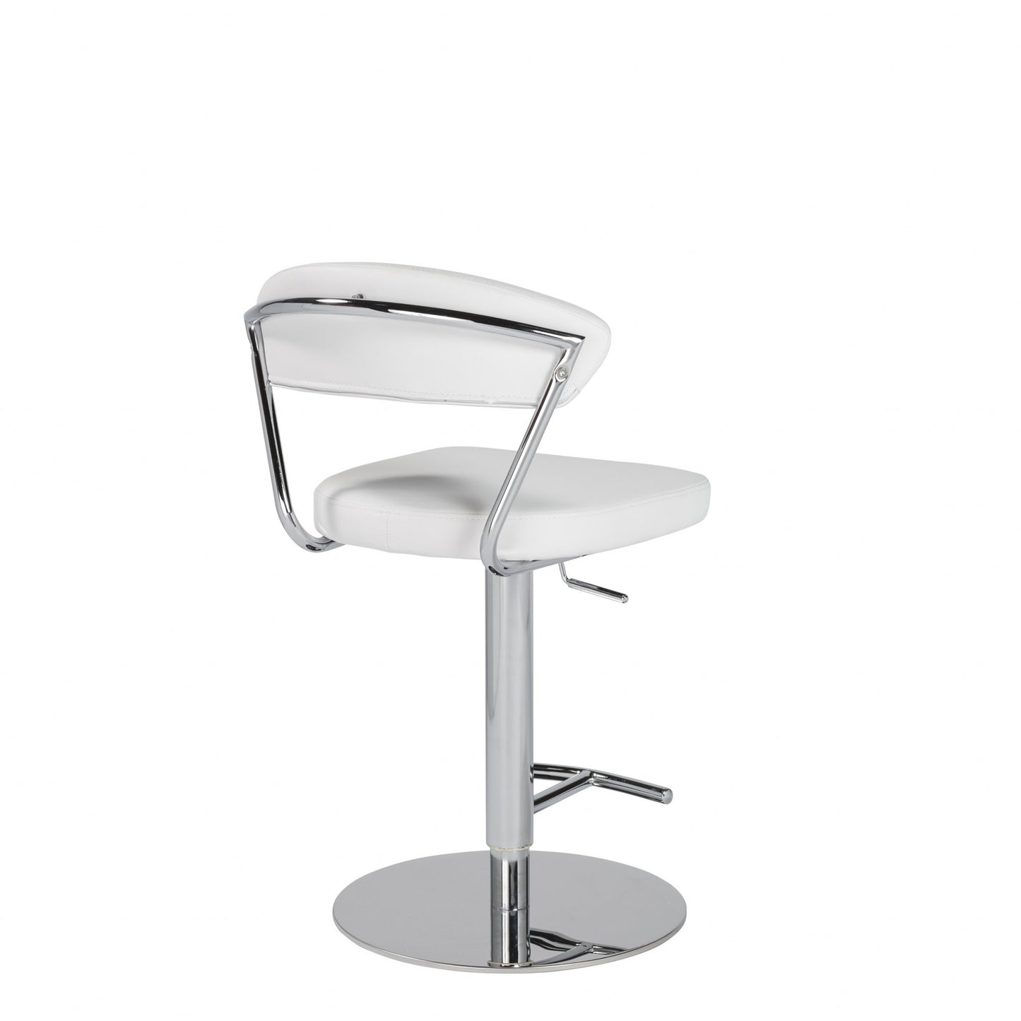 42" White And Silver Steel Swivel Low Back Bar Height Chair With Footrest