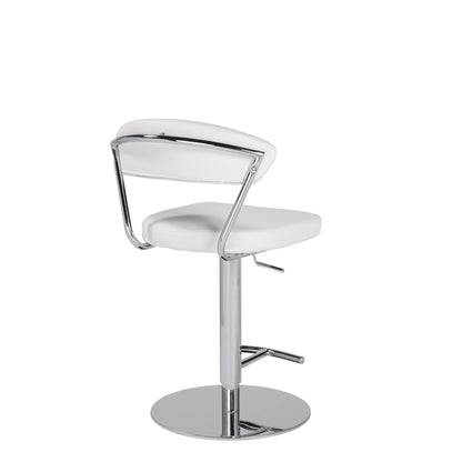 42" White And Silver Steel Swivel Low Back Bar Height Chair With Footrest