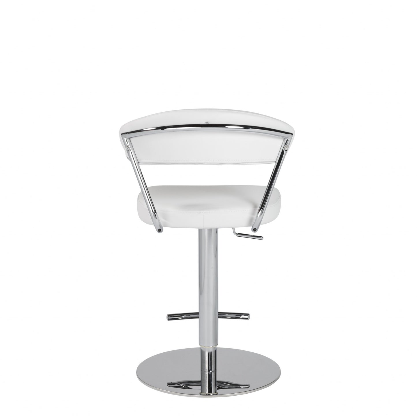 42" White And Silver Steel Swivel Low Back Bar Height Chair With Footrest