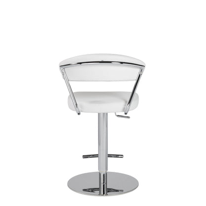 42" White And Silver Steel Swivel Low Back Bar Height Chair With Footrest