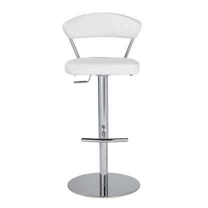 42" White And Silver Steel Swivel Low Back Bar Height Chair With Footrest