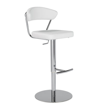 42" White And Silver Steel Swivel Low Back Bar Height Chair With Footrest