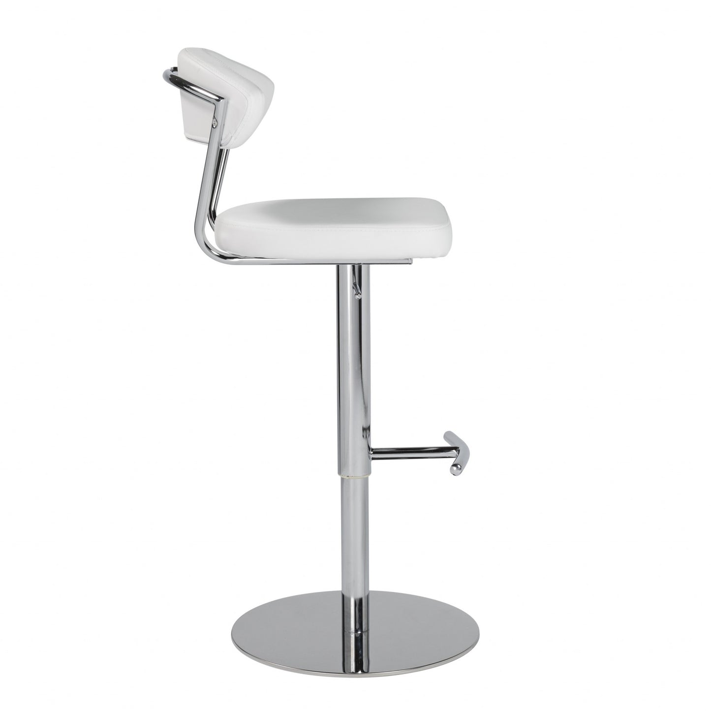 42" White And Silver Steel Swivel Low Back Bar Height Chair With Footrest