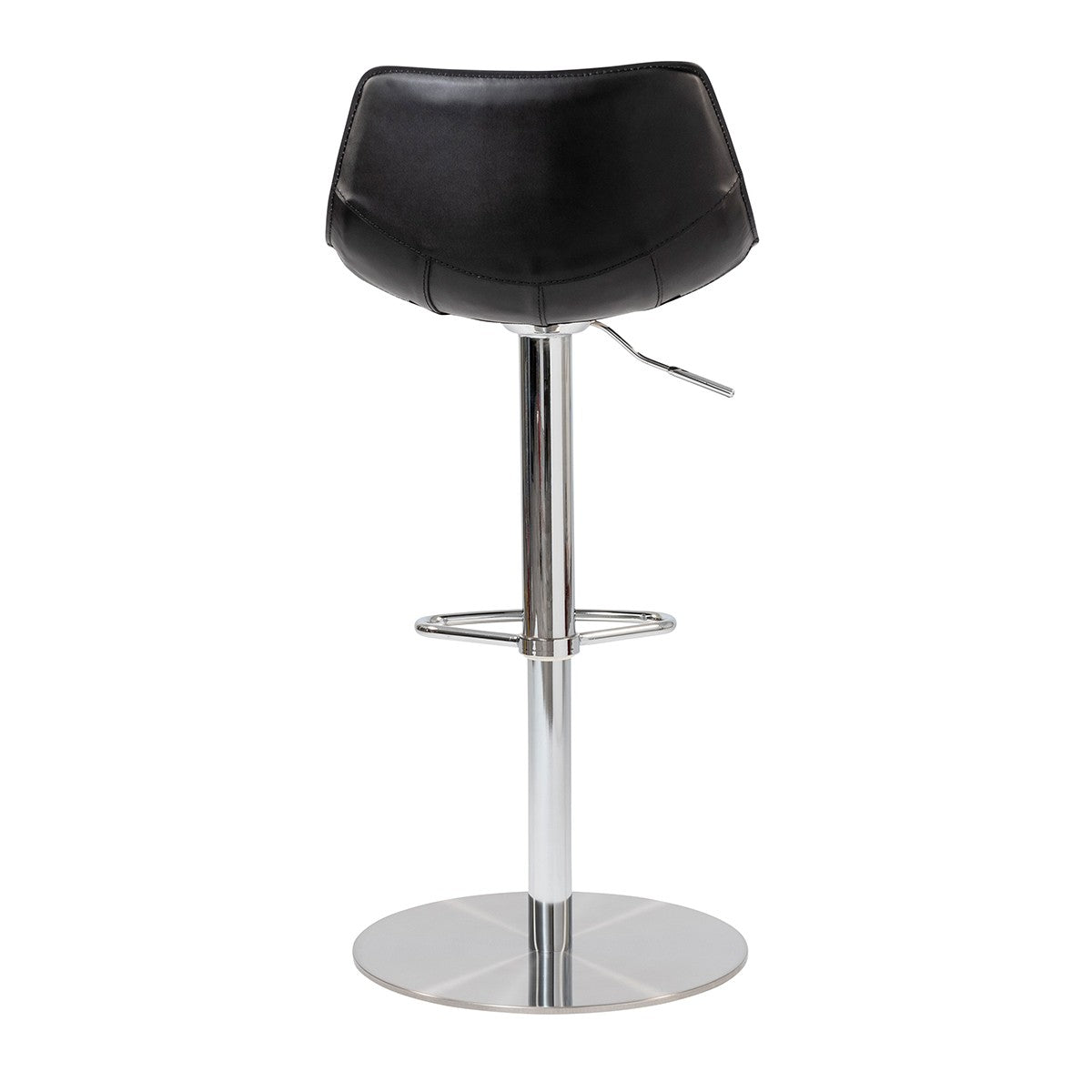 40" Black And Silver Steel Swivel Low Back Bar Height Chair With Footrest