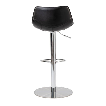40" Black And Silver Steel Swivel Low Back Bar Height Chair With Footrest