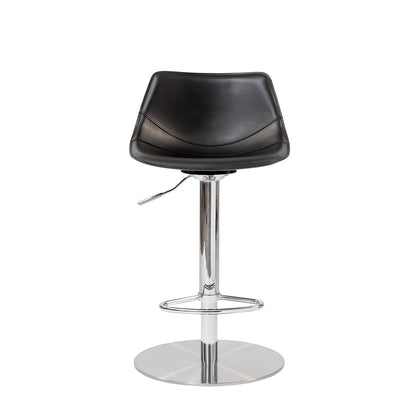 40" Black And Silver Steel Swivel Low Back Bar Height Chair With Footrest