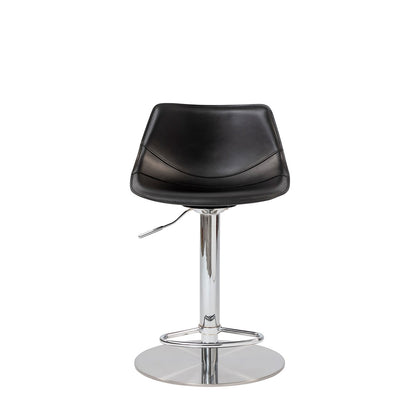 40" Black And Silver Steel Swivel Low Back Bar Height Chair With Footrest