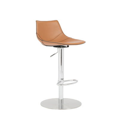 40" Terra Cotta And Silver Steel Swivel Low Back Bar Height Chair With Footrest