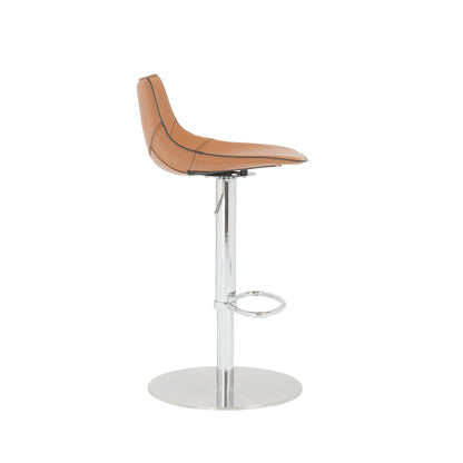 40" Terra Cotta And Silver Steel Swivel Low Back Bar Height Chair With Footrest