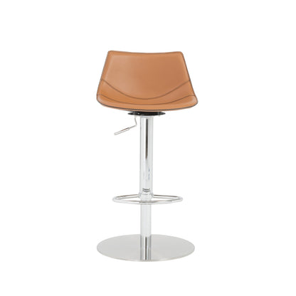 40" Terra Cotta And Silver Steel Swivel Low Back Bar Height Chair With Footrest