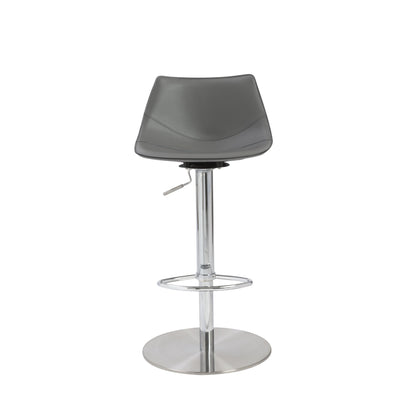 40" Gray And Silver Steel Swivel Low Back Bar Height Chair With Footrest