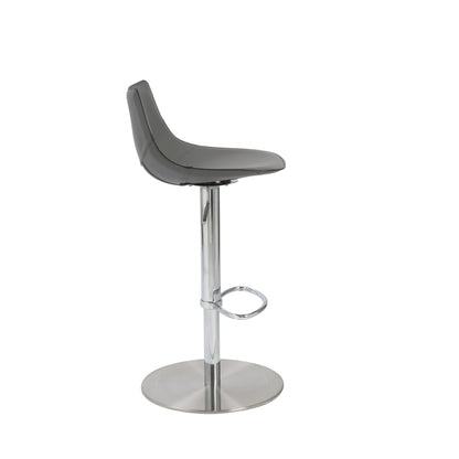 40" Gray And Silver Steel Swivel Low Back Bar Height Chair With Footrest