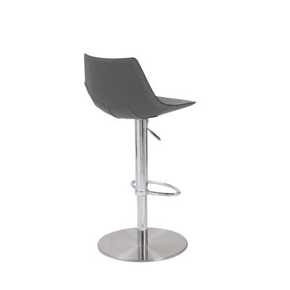 40" Gray And Silver Steel Swivel Low Back Bar Height Chair With Footrest