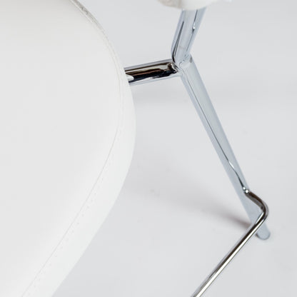 Set Of Two 36" White And Silver Steel Low Back Counter Height Bar Chairs With Footrest