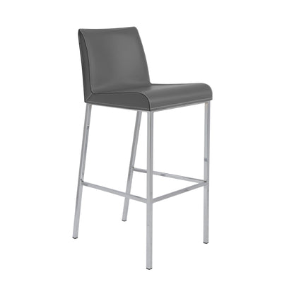 Set Of Two 41" Gray And Silver Steel Low Back Bar Height Chairs With Footrest