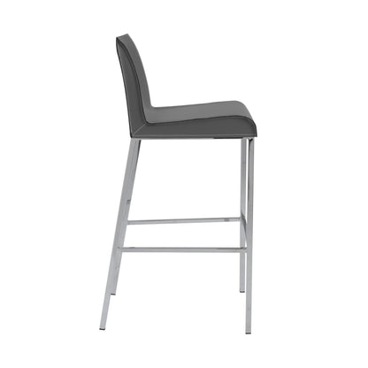 Set Of Two 41" Gray And Silver Steel Low Back Bar Height Chairs With Footrest