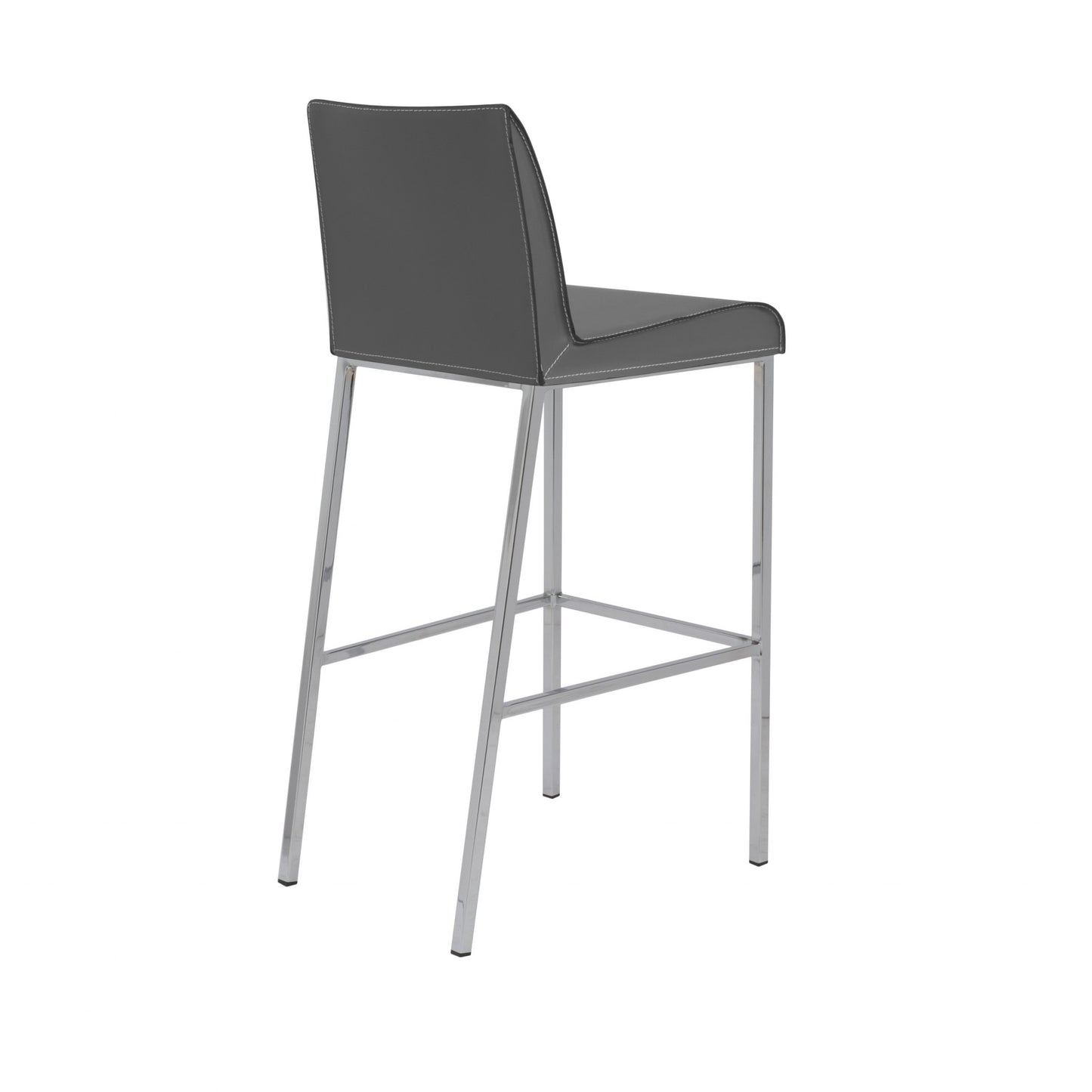 Set Of Two 41" Gray And Silver Steel Low Back Bar Height Chairs With Footrest