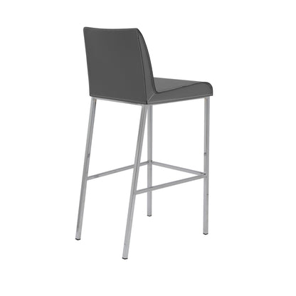 Set Of Two 41" Gray And Silver Steel Low Back Bar Height Chairs With Footrest