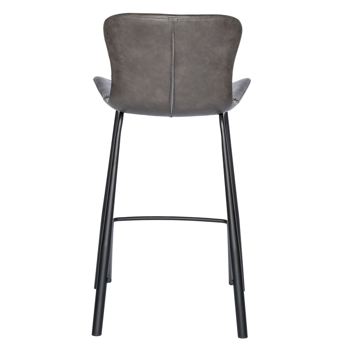 Set Of Two 35" Gray And Black Steel Low Back Counter Height Bar Chairs With Footrest